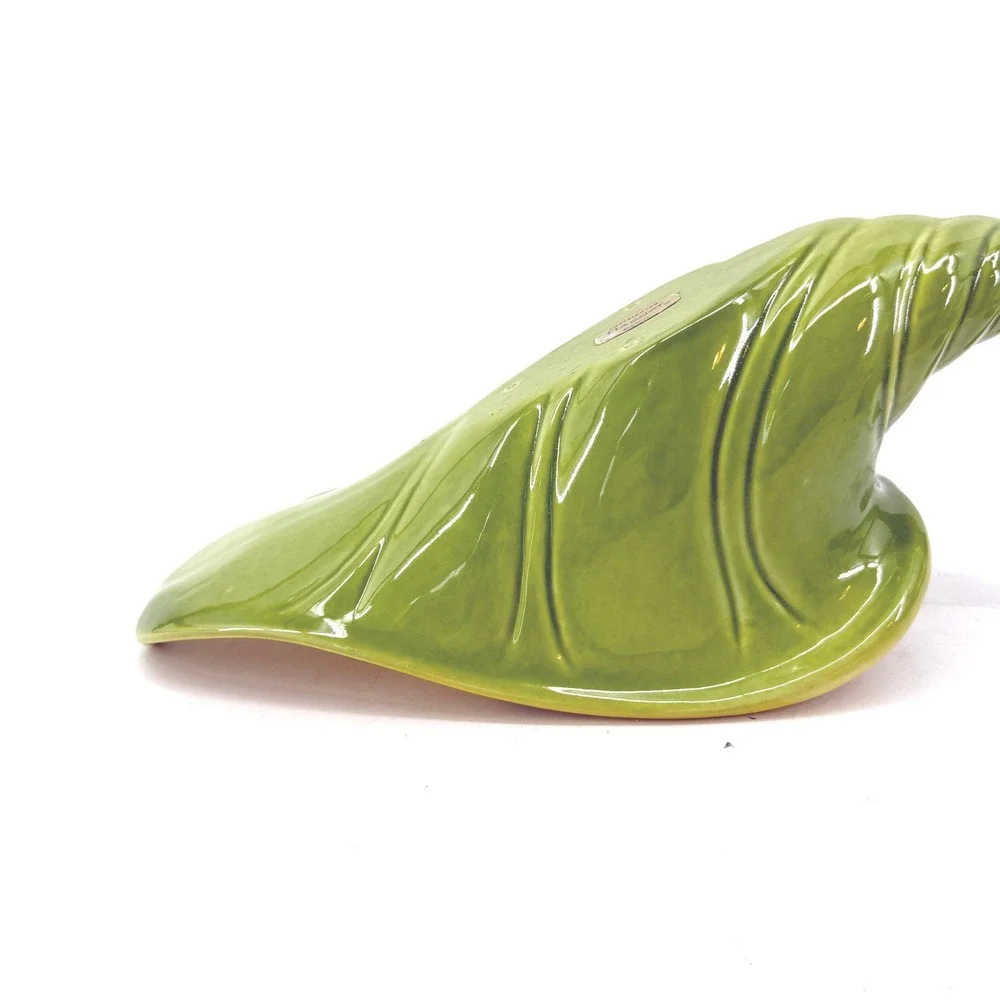 Haegar VTG Ceramic Cornucopia Planter MCM Green Yellow USA Horn of Plenty Decor